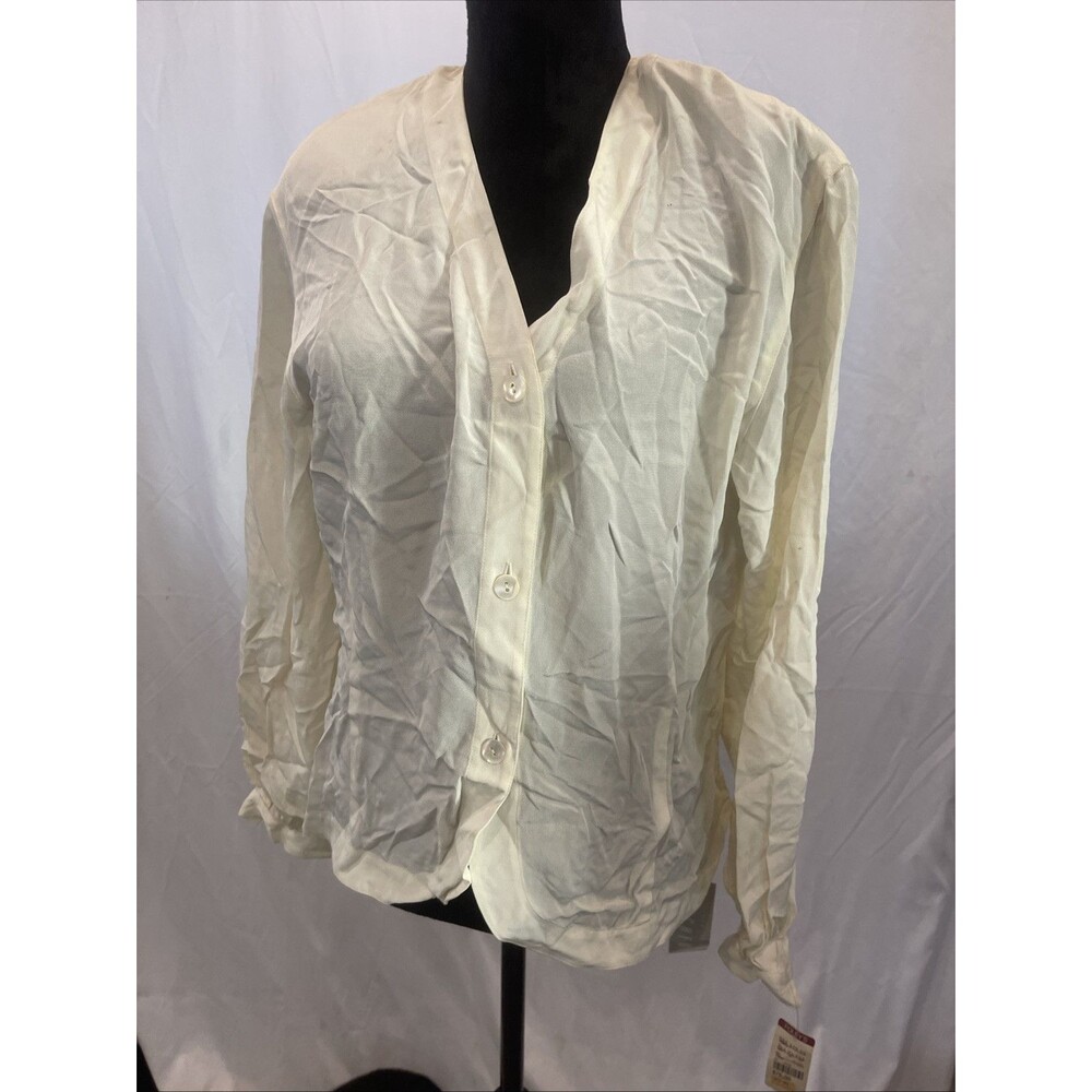 NWT Vintage Liz Clairborne Chemise White button down Blouse Size 10 Secretary